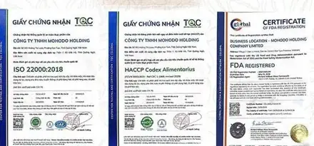 Chứng nhận ISO 22000, HACCP và đăng ký FDA