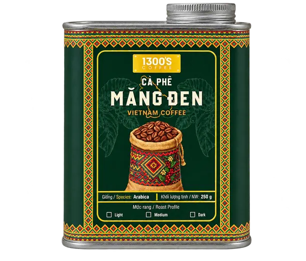 Lon cà phê Arabica Măng Đen 250g của 1300'S Coffee